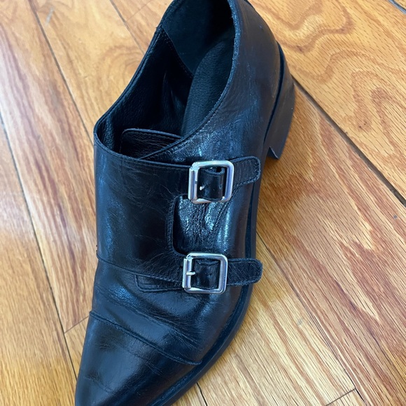 L'INTERVALLE Black Leather Double Buckle Oxfords - Picture 6 of 8